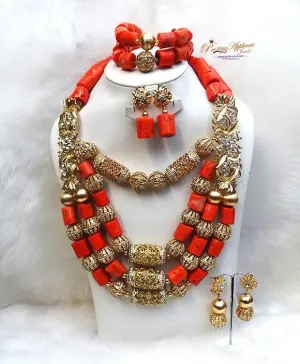 PrestigeApplause Elegant New Designs Real Traditional Bridal Wedding Traditional Coral African Nigerian Necklace Jewellery Set