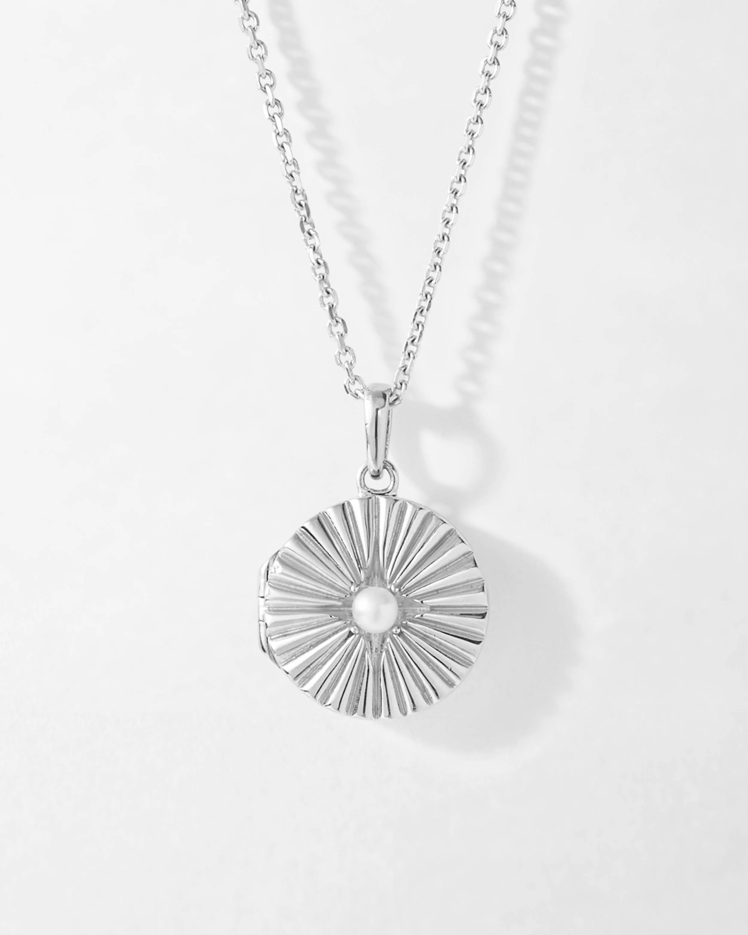 Radiant Pearl Locket Necklace - Silver