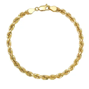 Real 14k Gold Mens 8.5" THICK 4.5mm Diamond-cut Rope Chain Bracelet