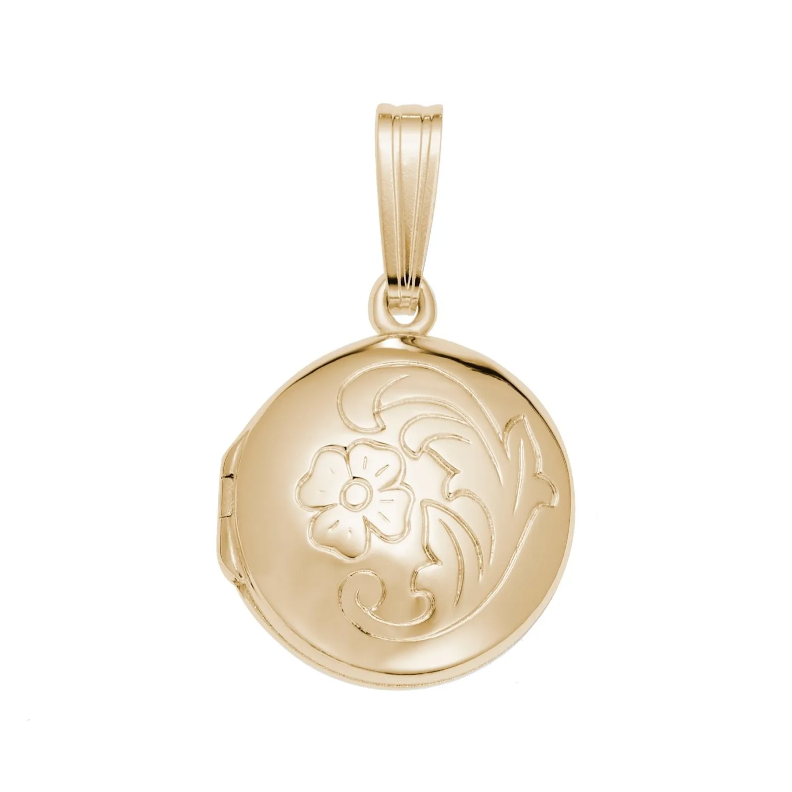 Rembrandt Charms - Circle with Flower Design Locket Charm - 8603