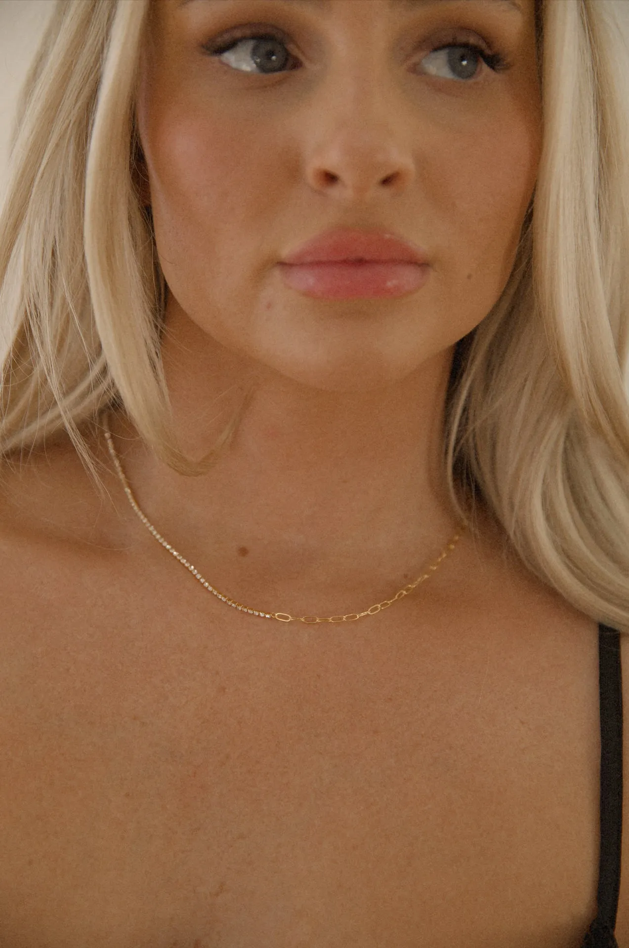 Rhinestone Dainty Chain Necklace