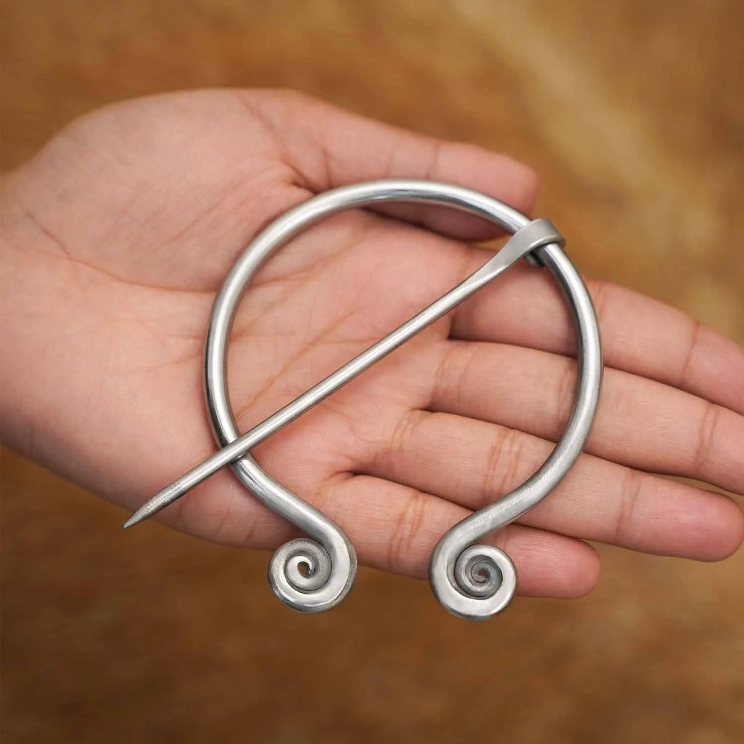 Ring Shaped Twisted Brooch Stainless Steel