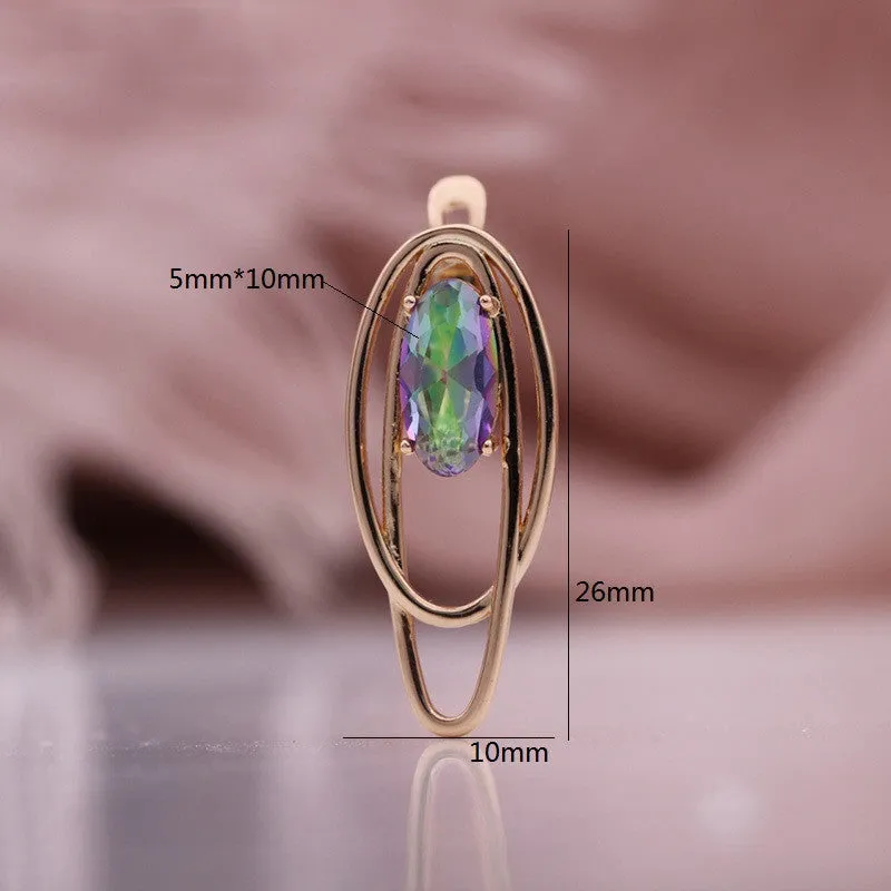 Rose Gold Coconut Circle Hollow Colored Zircon Earrings