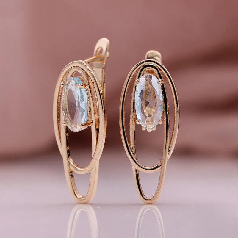 Rose Gold Coconut Circle Hollow Colored Zircon Earrings