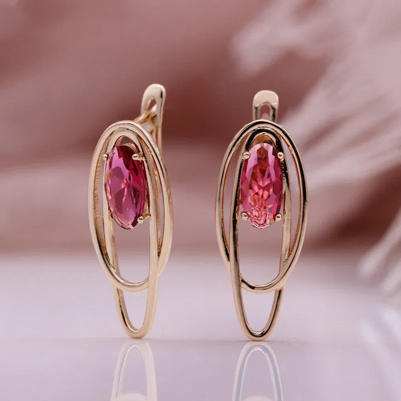 Rose Gold Coconut Circle Hollow Colored Zircon Earrings