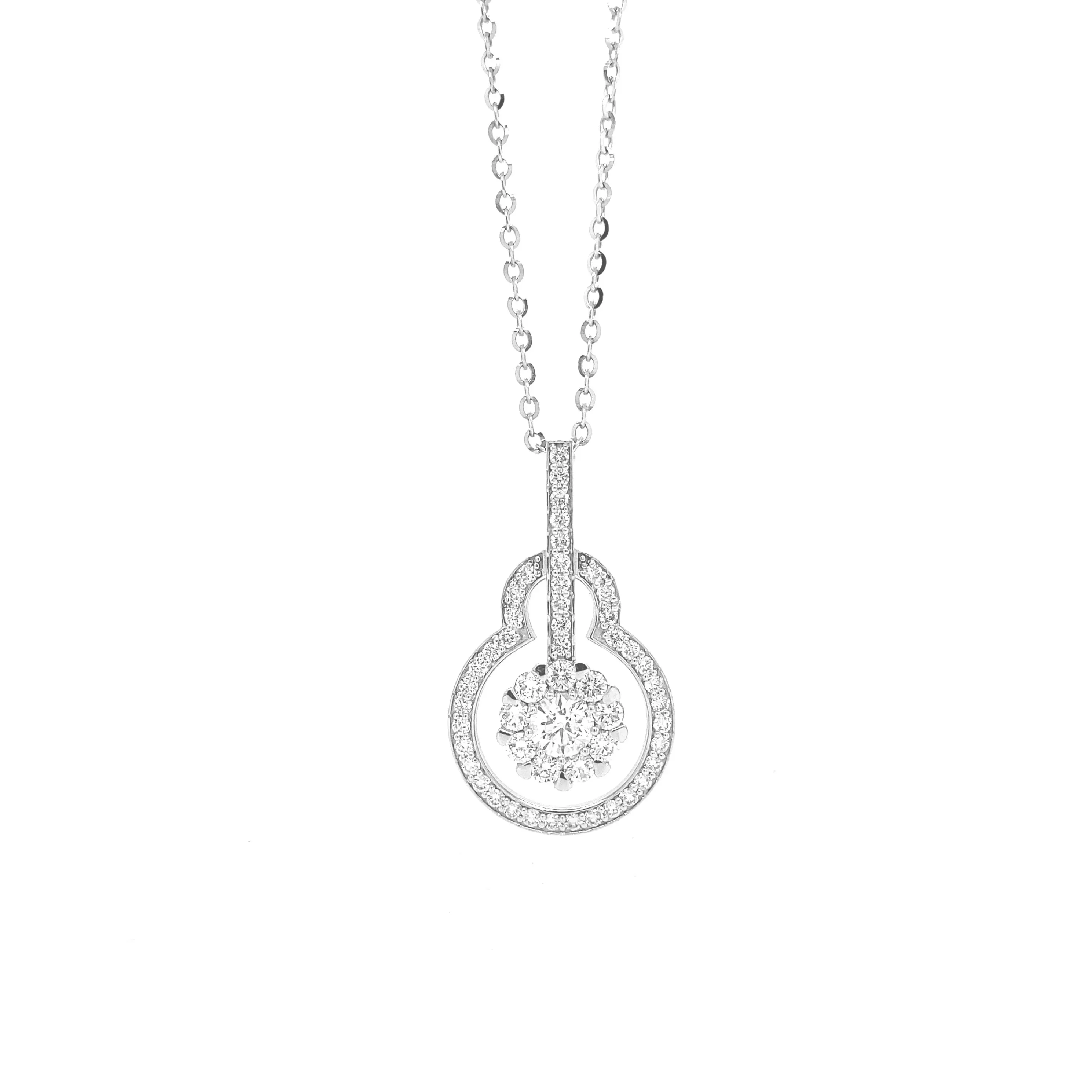 Round Diamond White Gold Pendant P086N