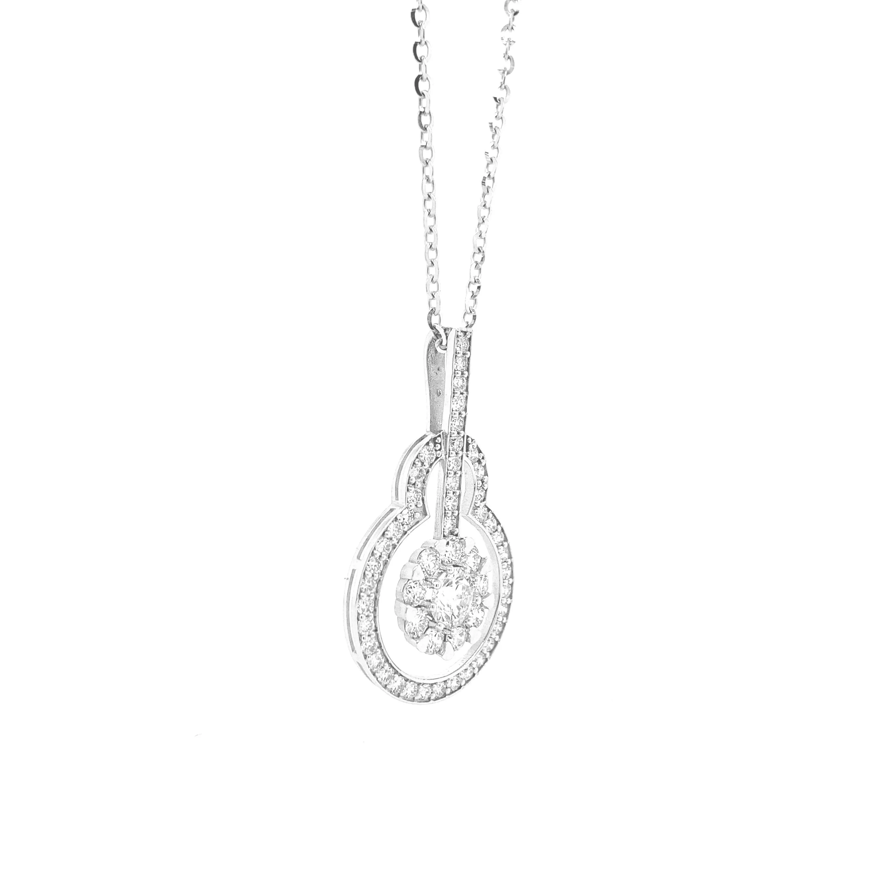 Round Diamond White Gold Pendant P086N