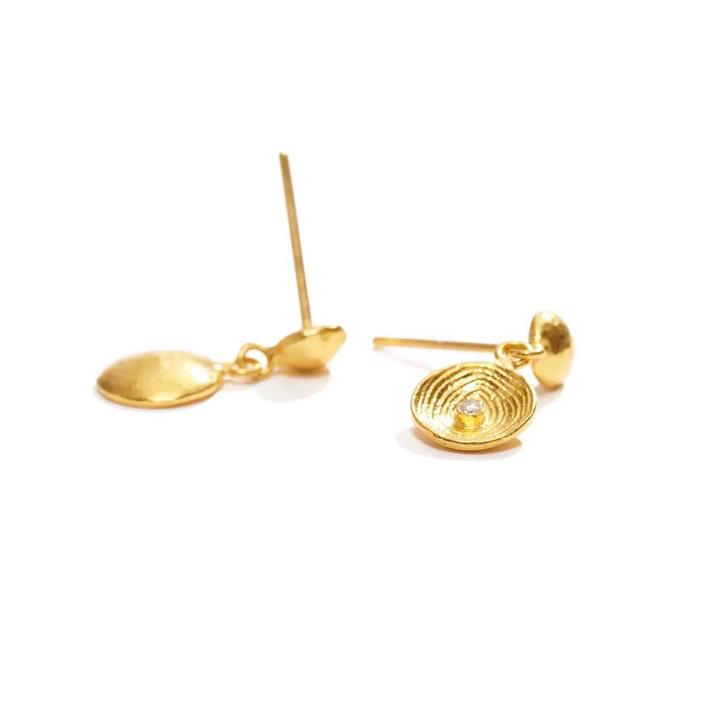 Round Gold and Diamond Earrings