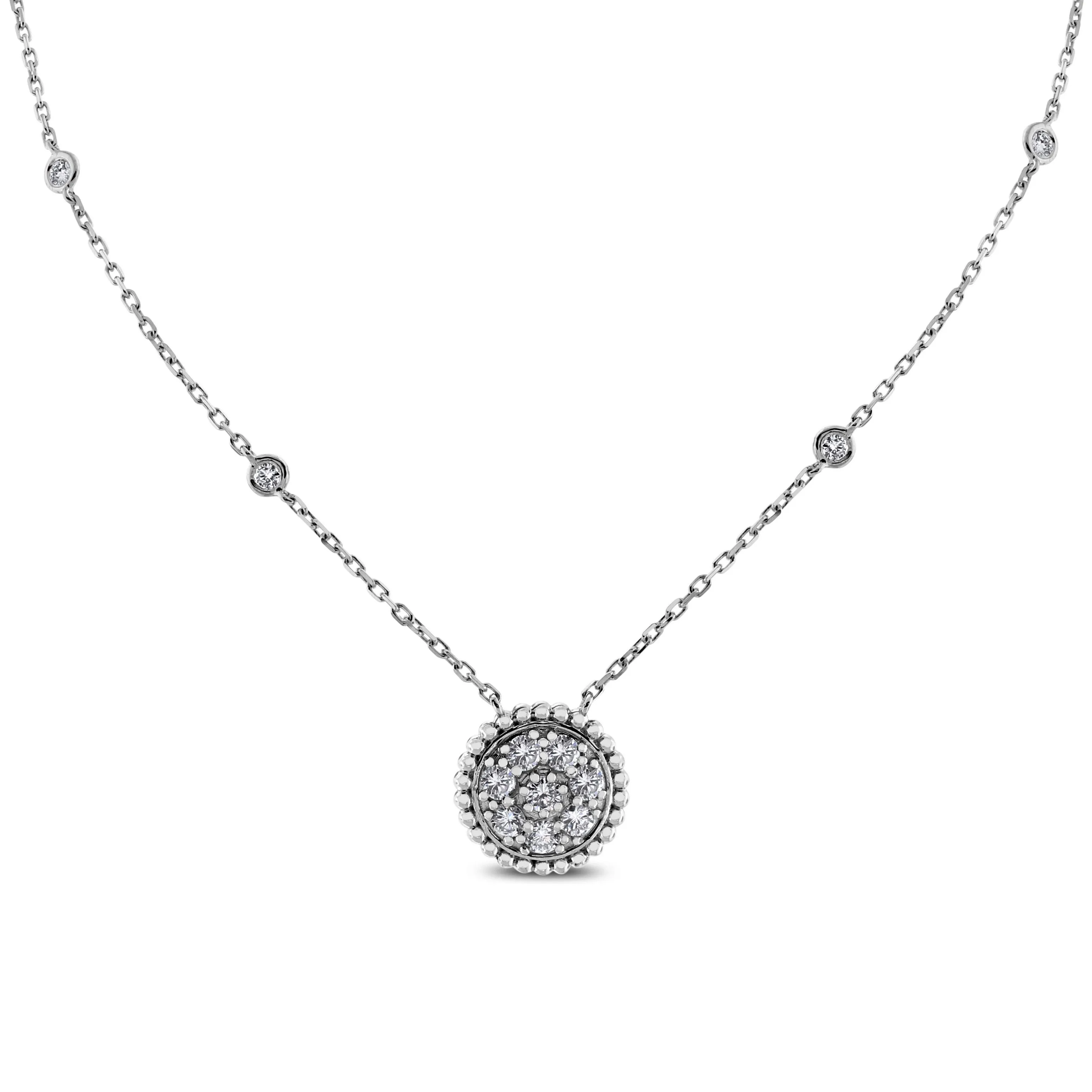 Round Pendant Necklace (0.70 ct Diamonds) in White Gold