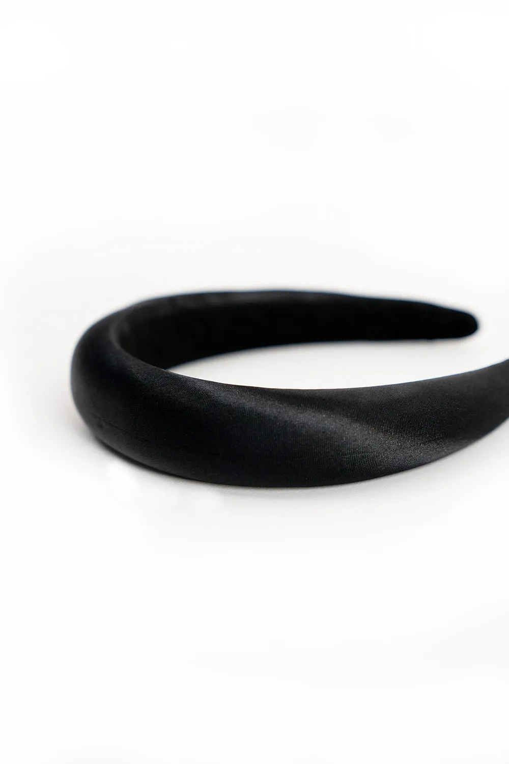 Satin Padded Headband in Black