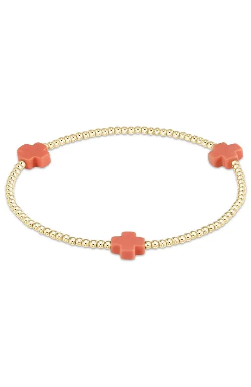 Signature Cross Gold 2mm Bracelet Coral