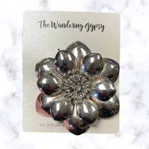 Silver Flower Brooch