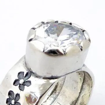 Silver ring for woman / hippie ring / cubic zirconia ring / bohemian rings / chic ring