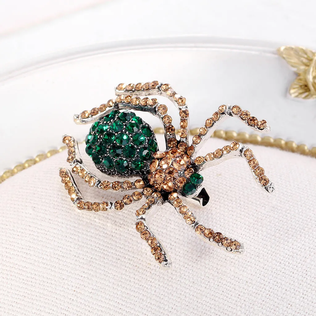 SISSLIA Female Fashion Crystal Spider Brooches For Women Luxury Alloy Vintage Animal Brooch Pins