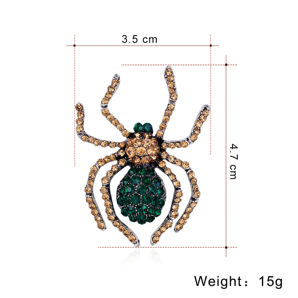 SISSLIA Female Fashion Crystal Spider Brooches For Women Luxury Alloy Vintage Animal Brooch Pins