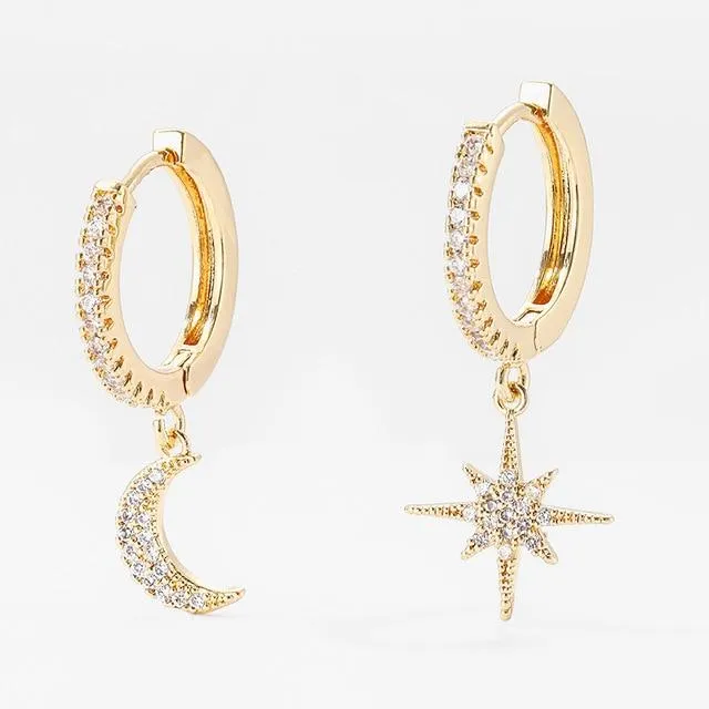 Star And Moon Earrings