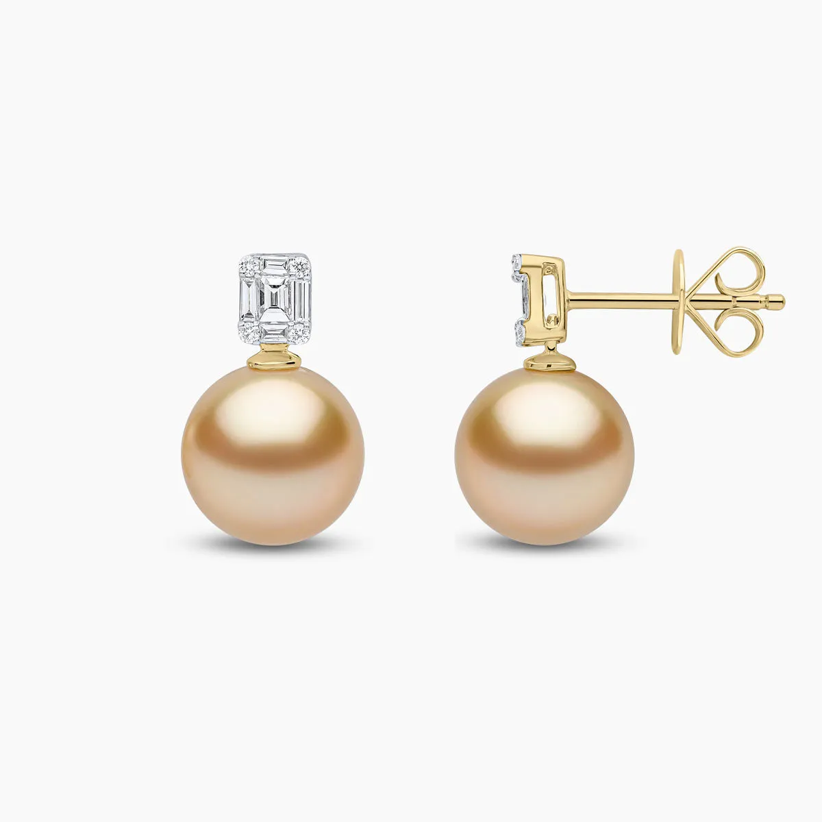 Starlight 18K Gold South Sea Pearl and Diamond Mini Skyline Earrings