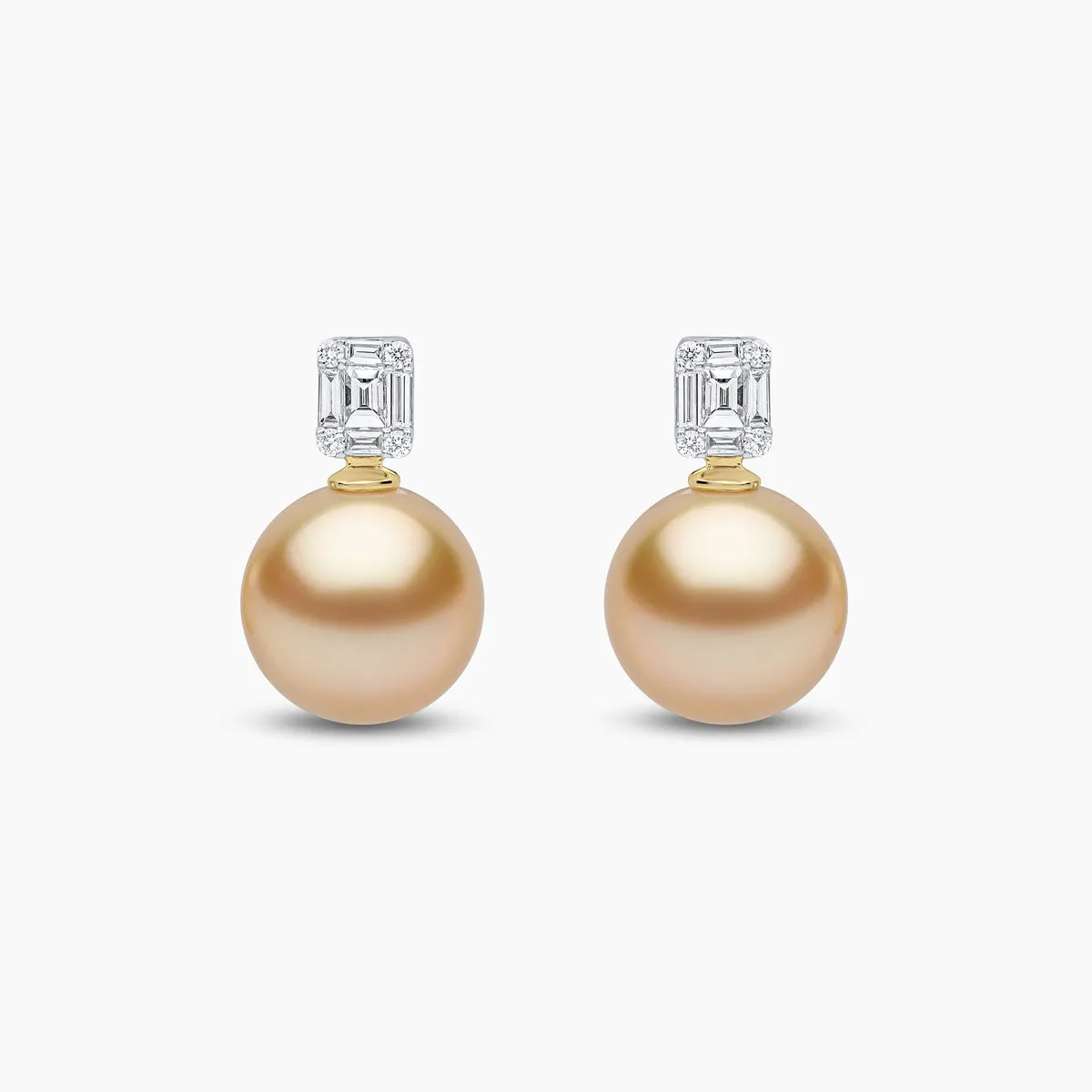 Starlight 18K Gold South Sea Pearl and Diamond Mini Skyline Earrings