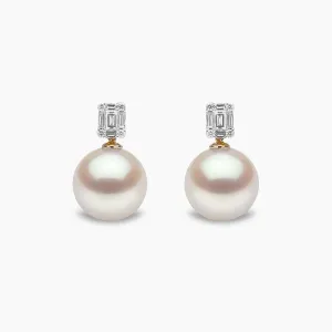 Starlight 18K Gold South Sea Pearl and Diamond Mini Skyline Earrings