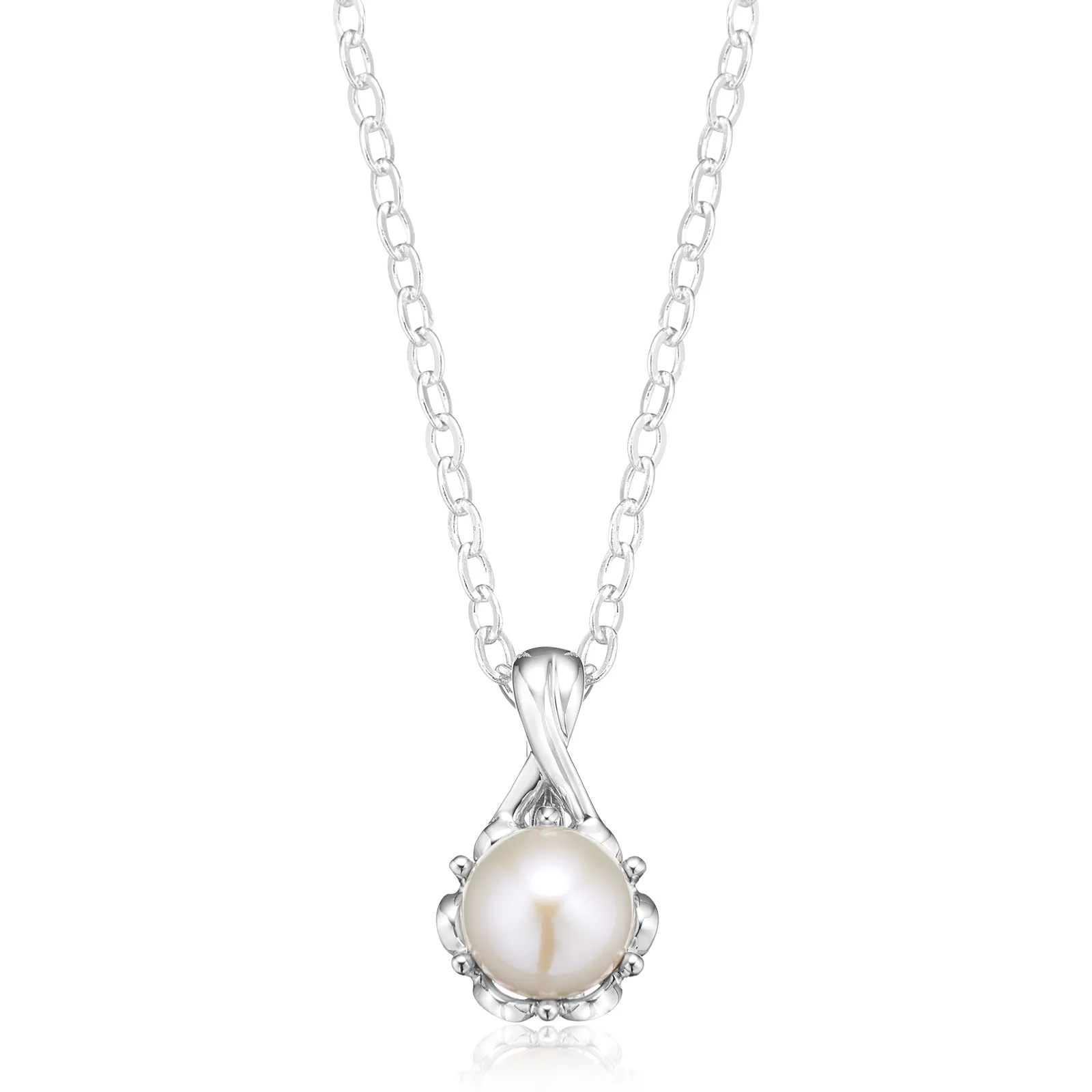 Sterling Silver 6mm White Fresh Water Pearl Pendant