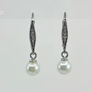 Sterling silver pearl & cubic zirconia earrings GM66