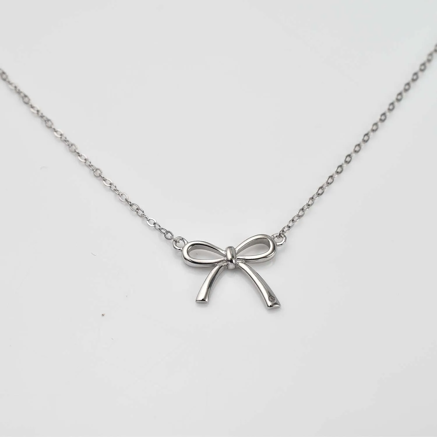 Sweet Diamond Bow Ribbon Necklace   Sweet Diamond Bow Studs