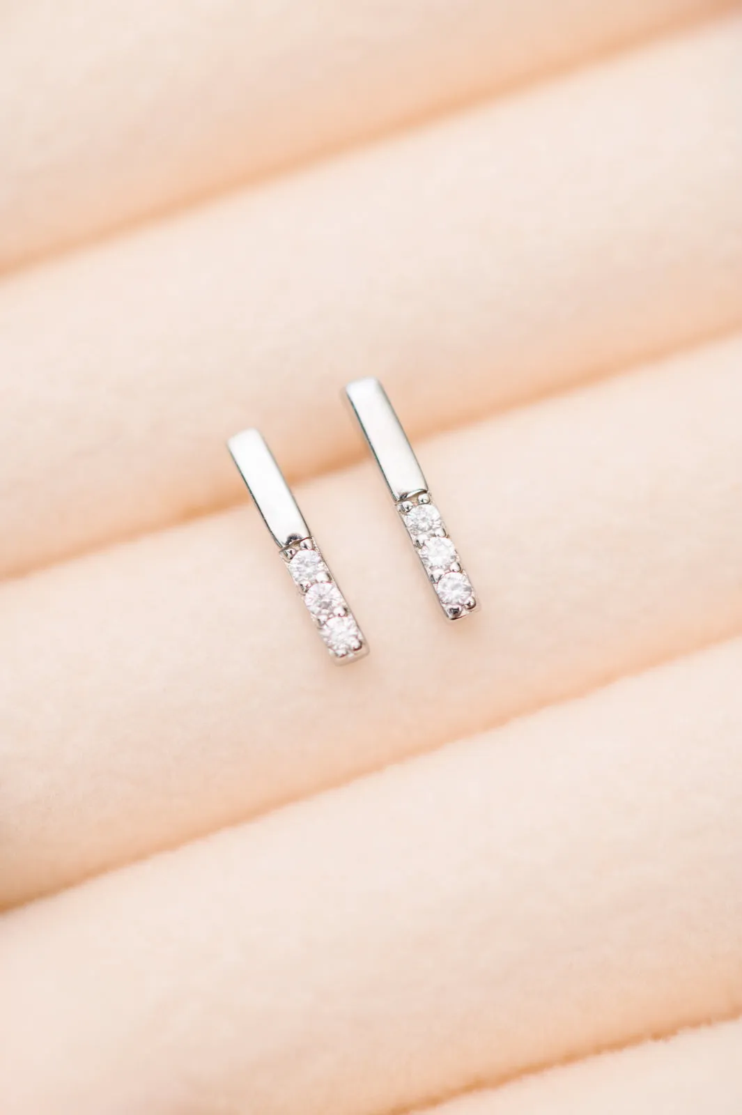 Twin Sparkle Silver Stud Earrings