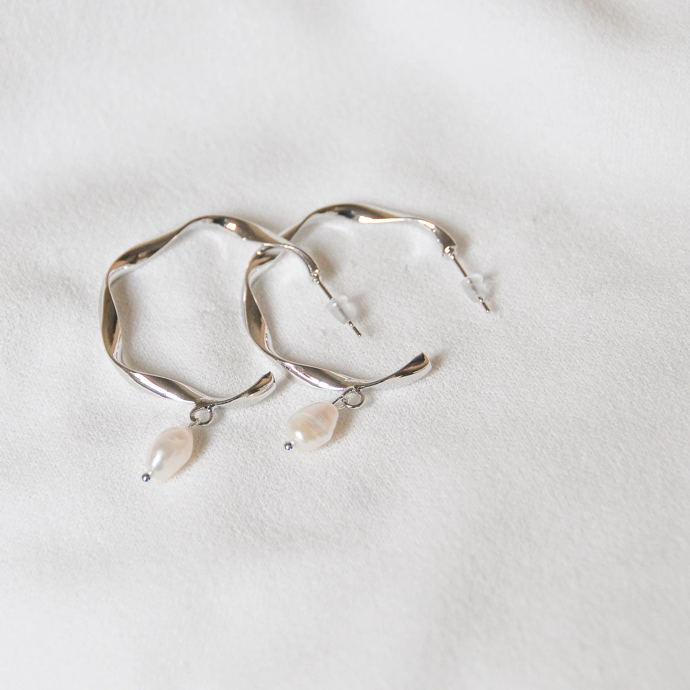 Twisted Pearl Hoops