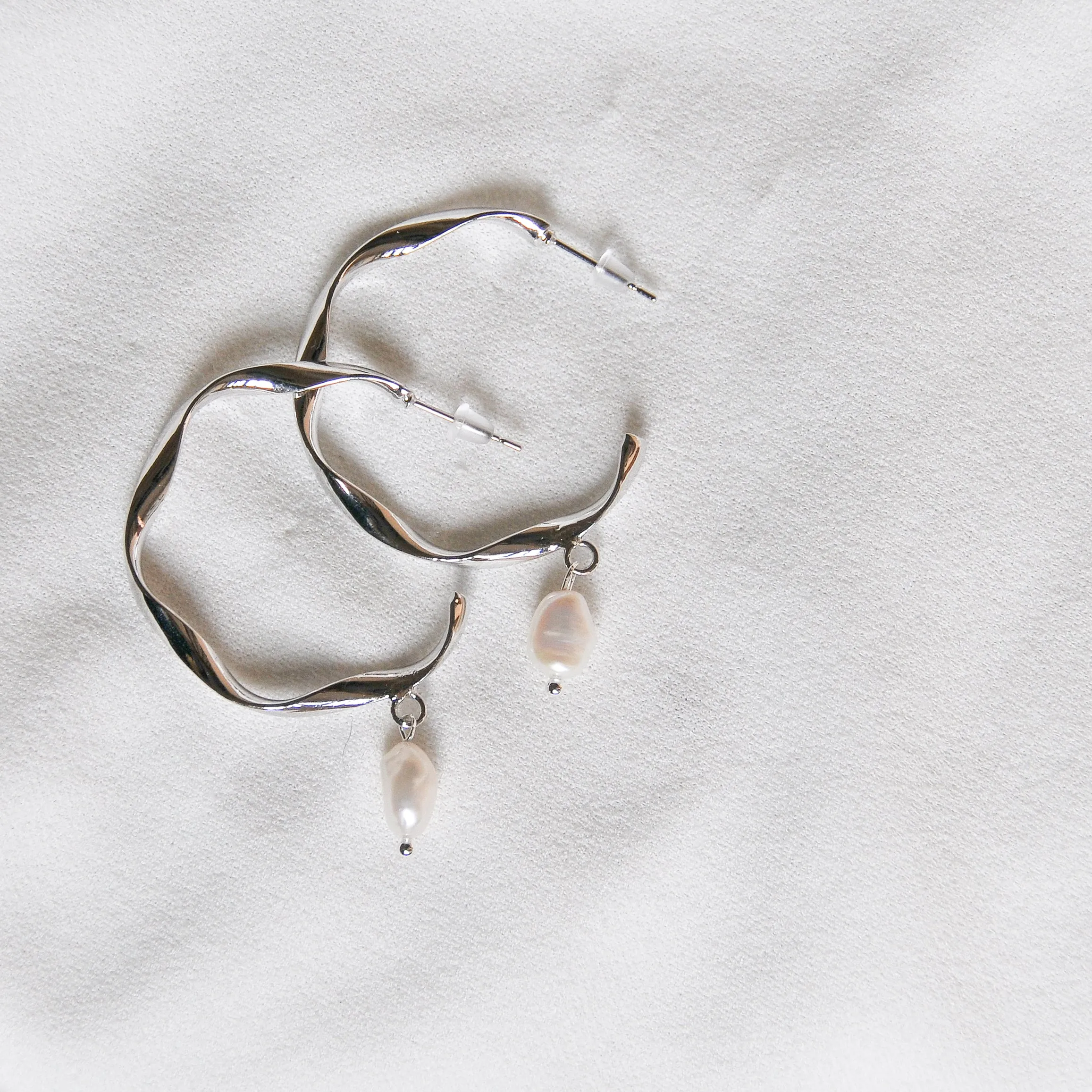 Twisted Pearl Hoops