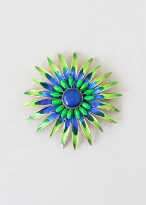 Vintage 1960s Vendome Enamel Flower Brooch