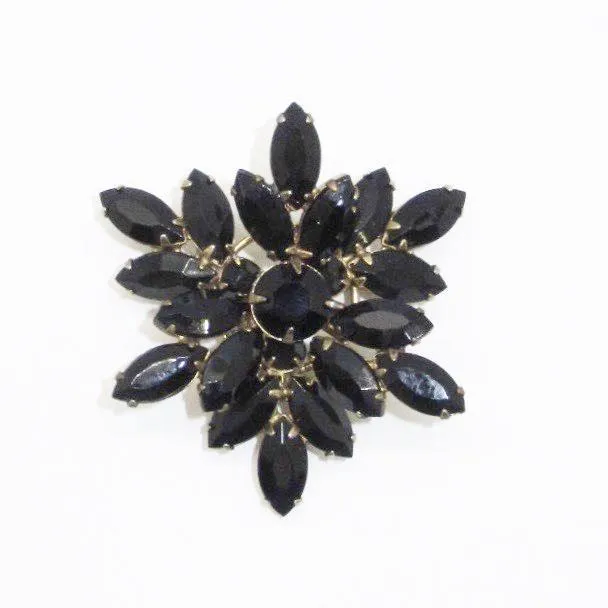 Vintage Layered Black Stone Brooch by Regency