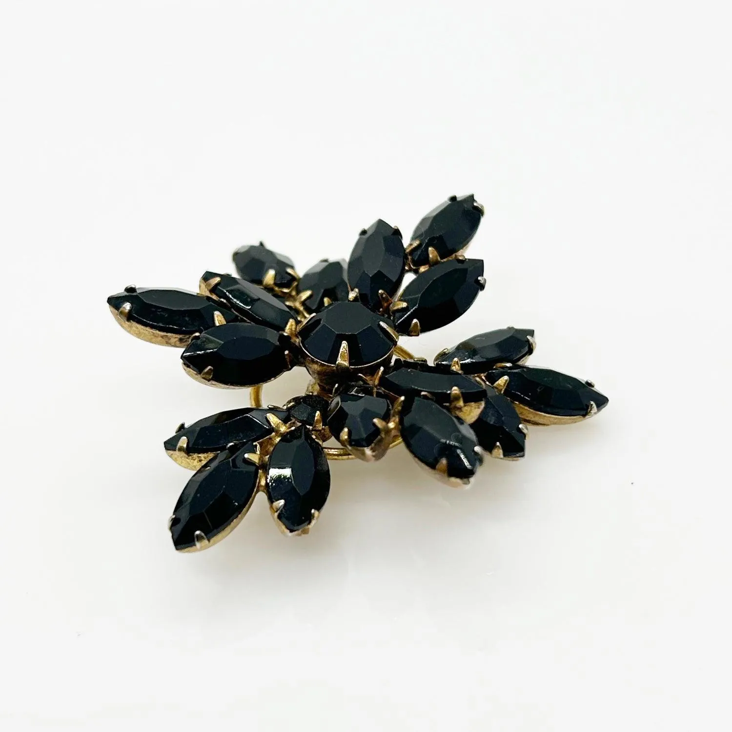 Vintage Layered Black Stone Brooch by Regency