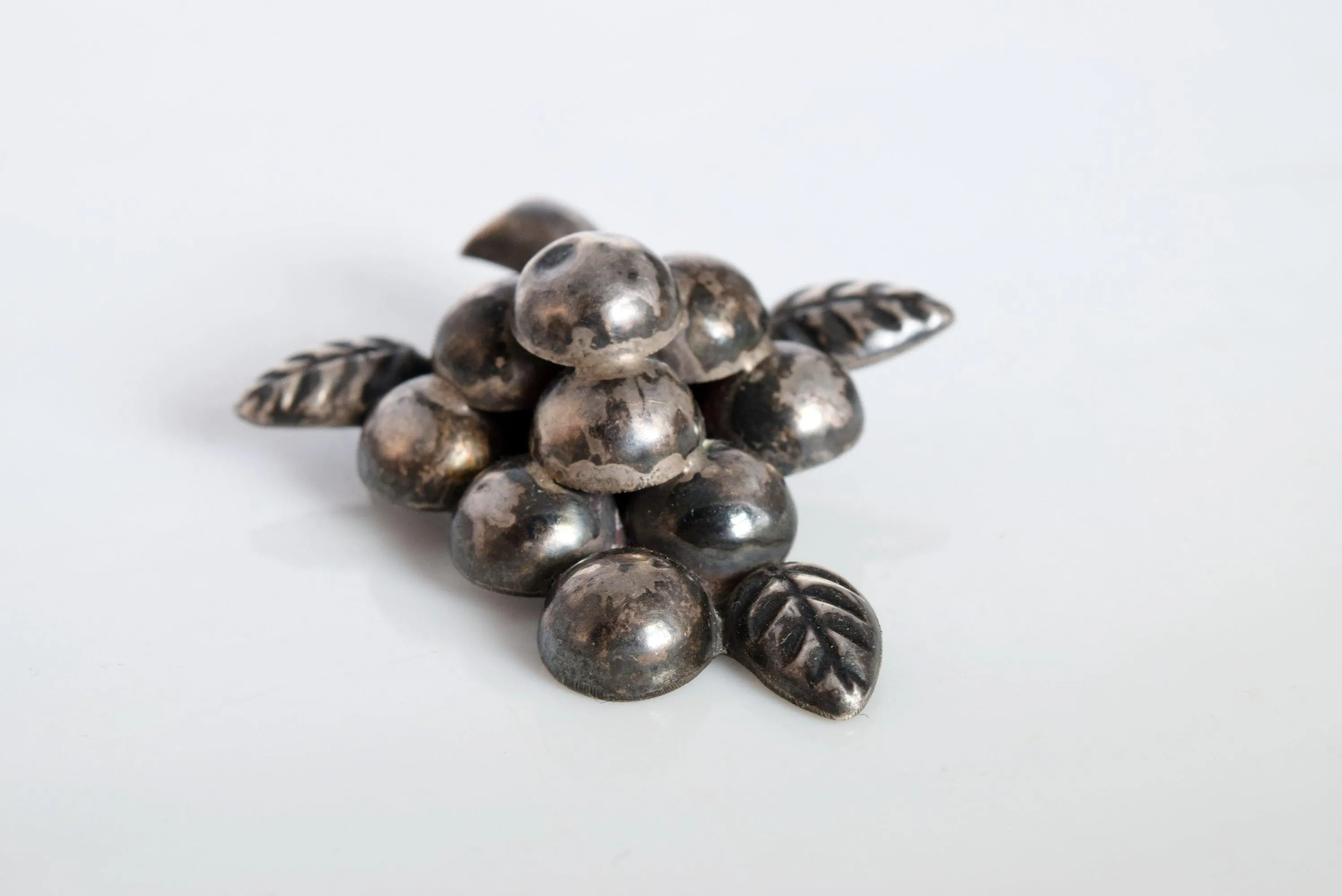 Vintage Mexican Silver Grape Brooch