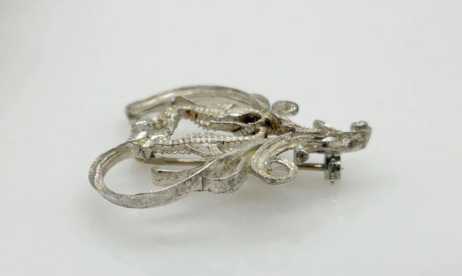 Vintage Sea Horses in a Heart Brooch