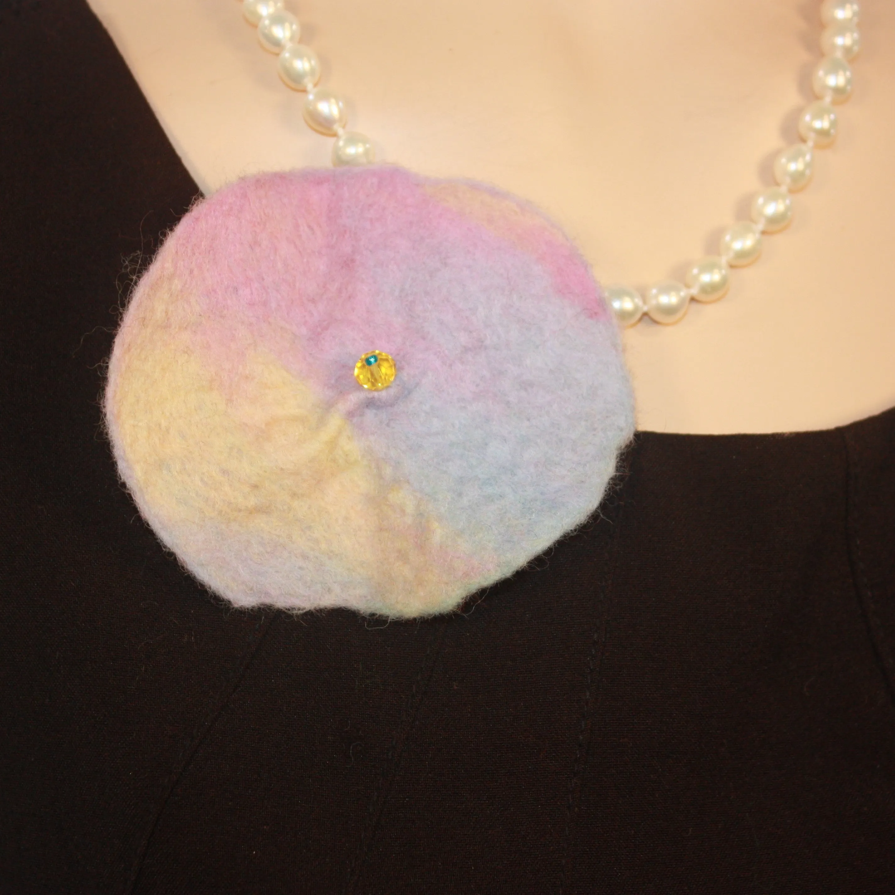 Wet felted flower brooch