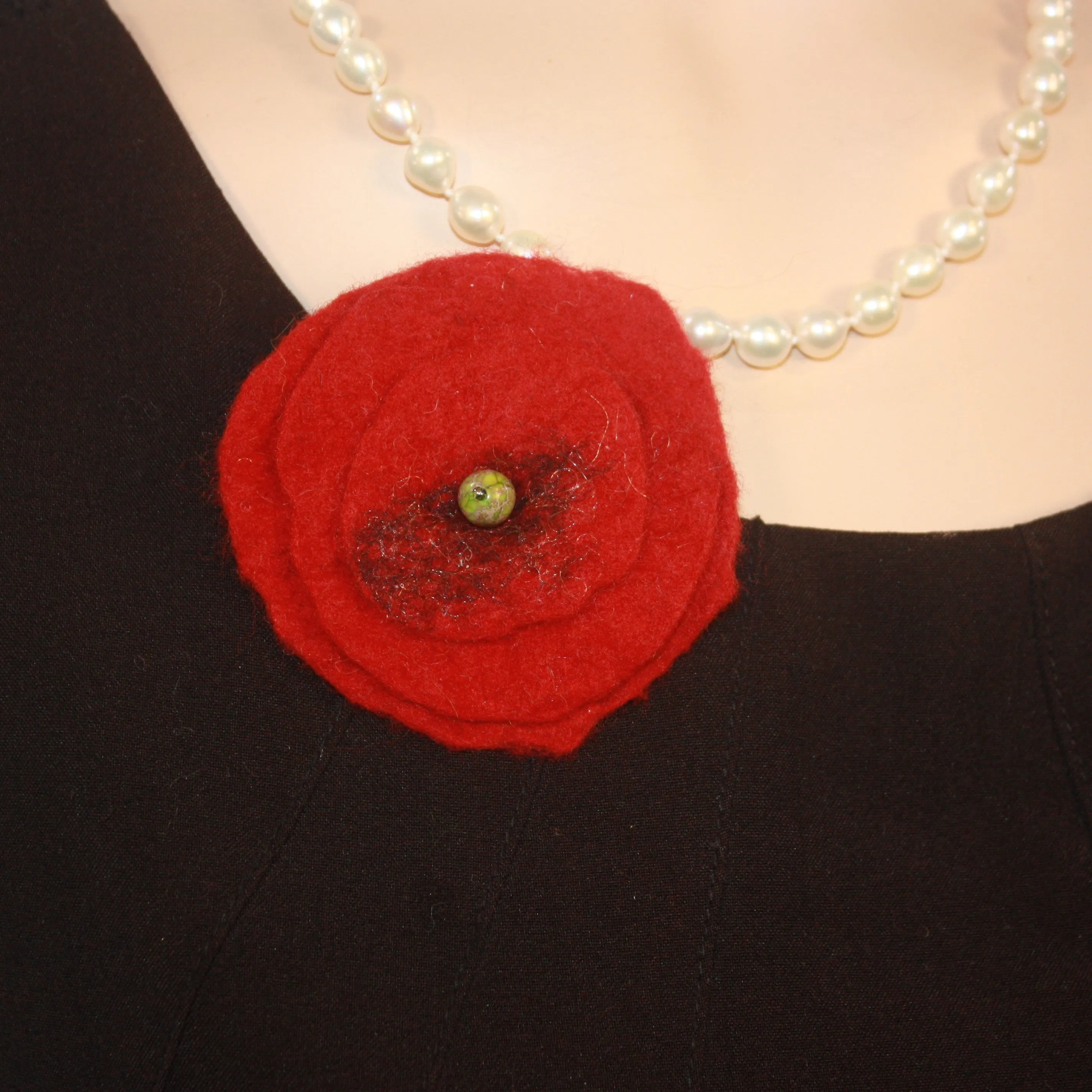 Wet felted flower brooch