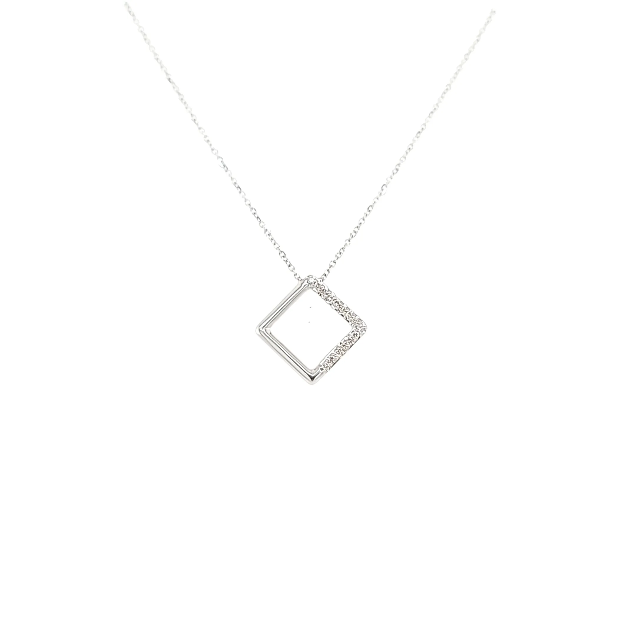 White Gold Negative Space Necklace (I6948)