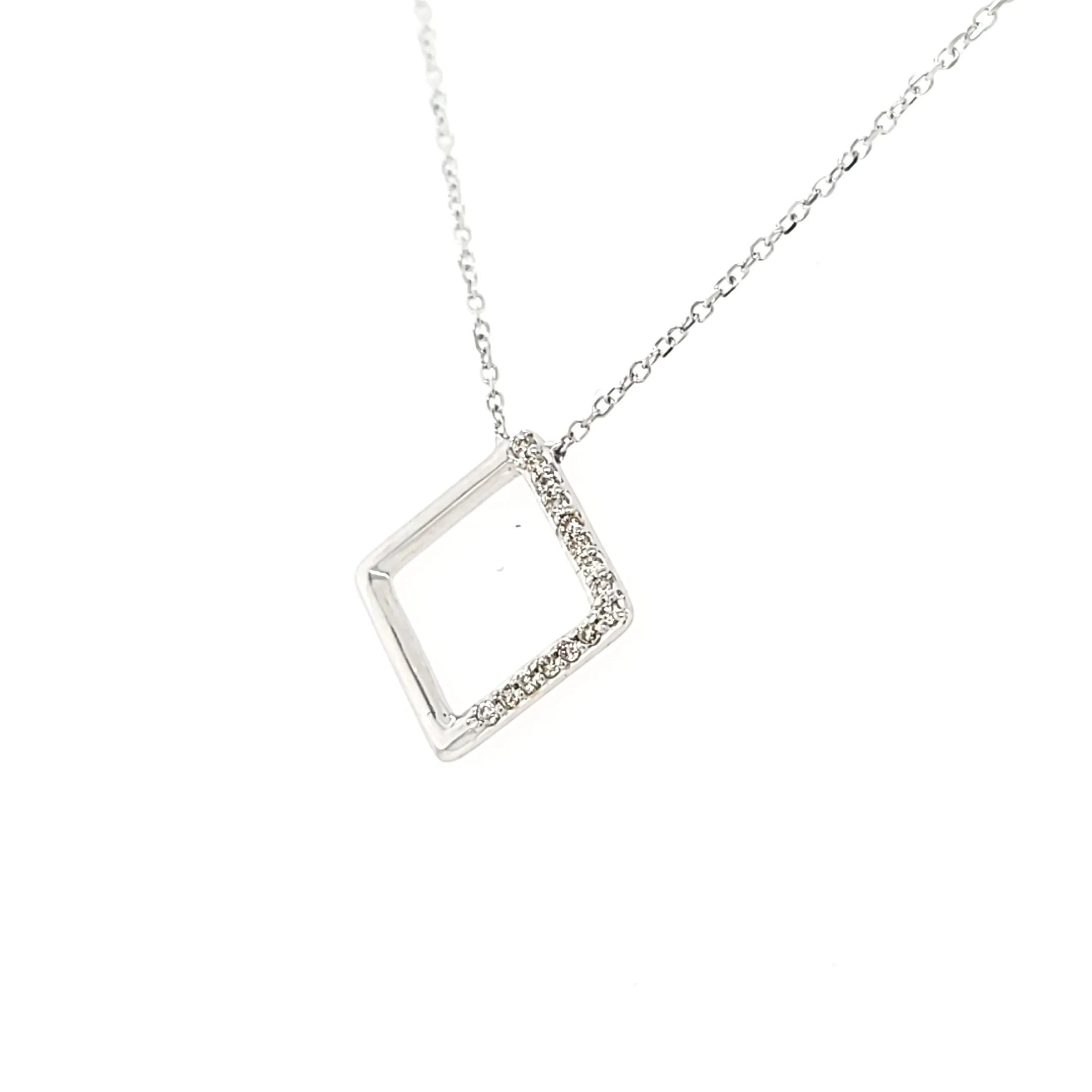 White Gold Negative Space Necklace (I6948)