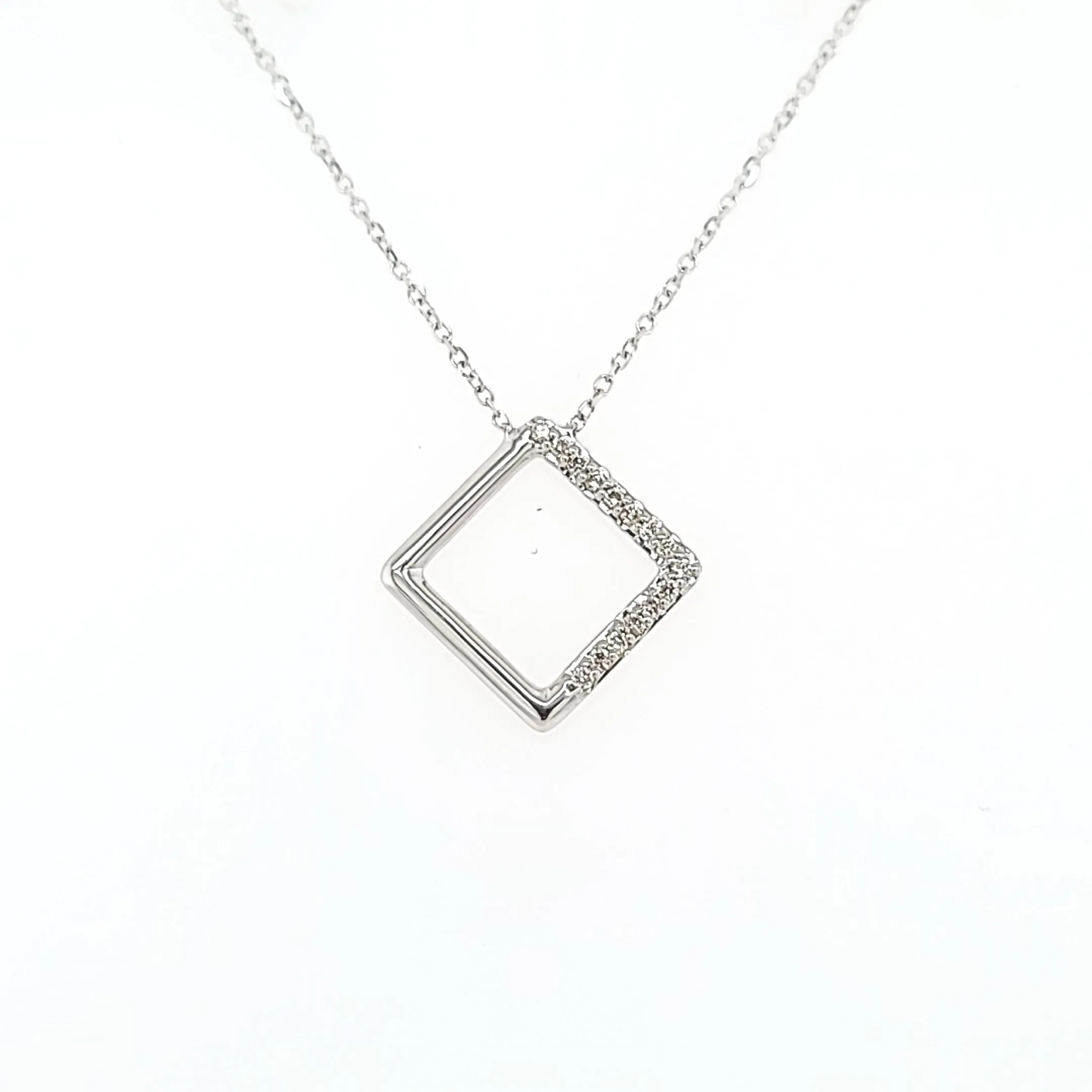 White Gold Negative Space Necklace (I6948)