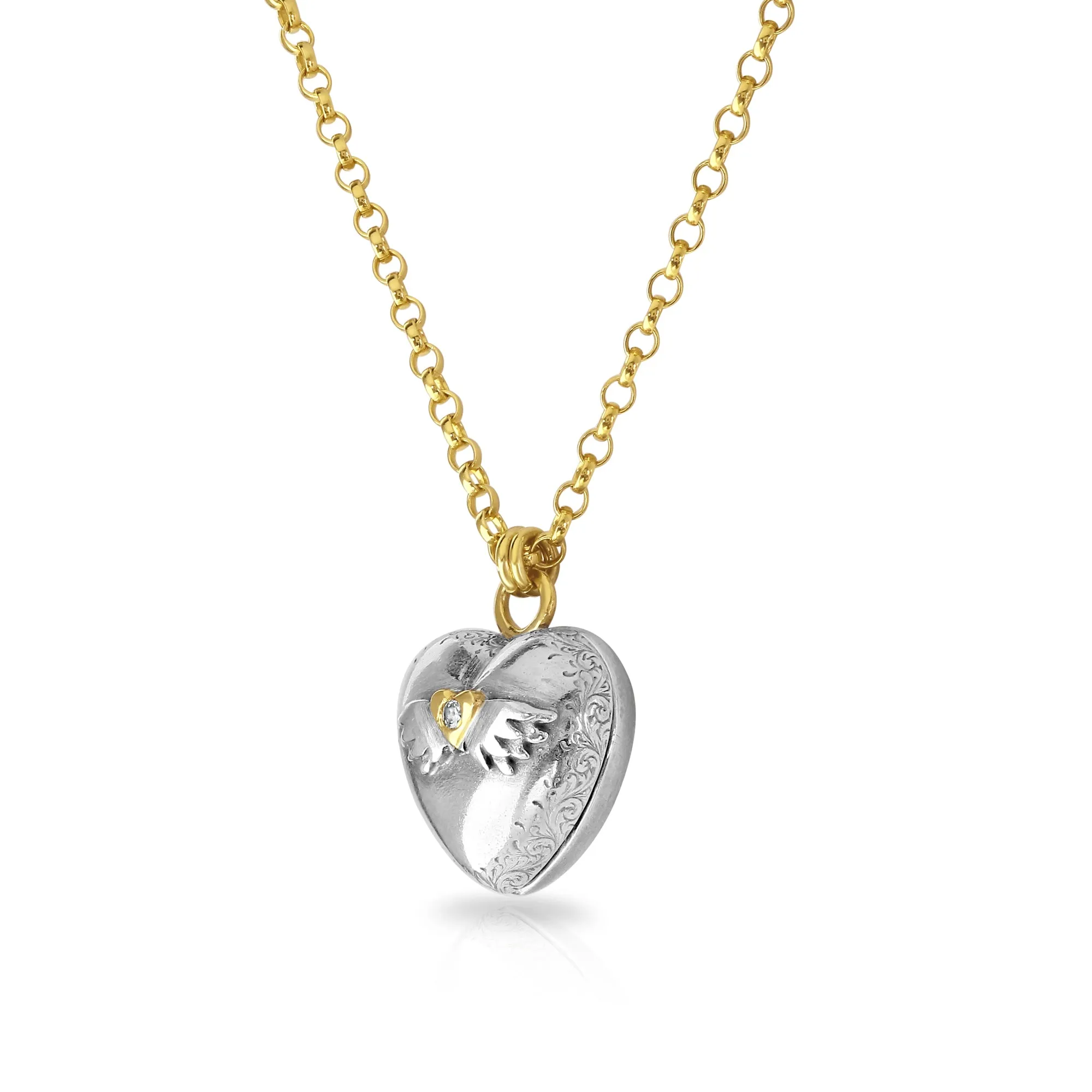 Winged Heart Diamond Love Locket