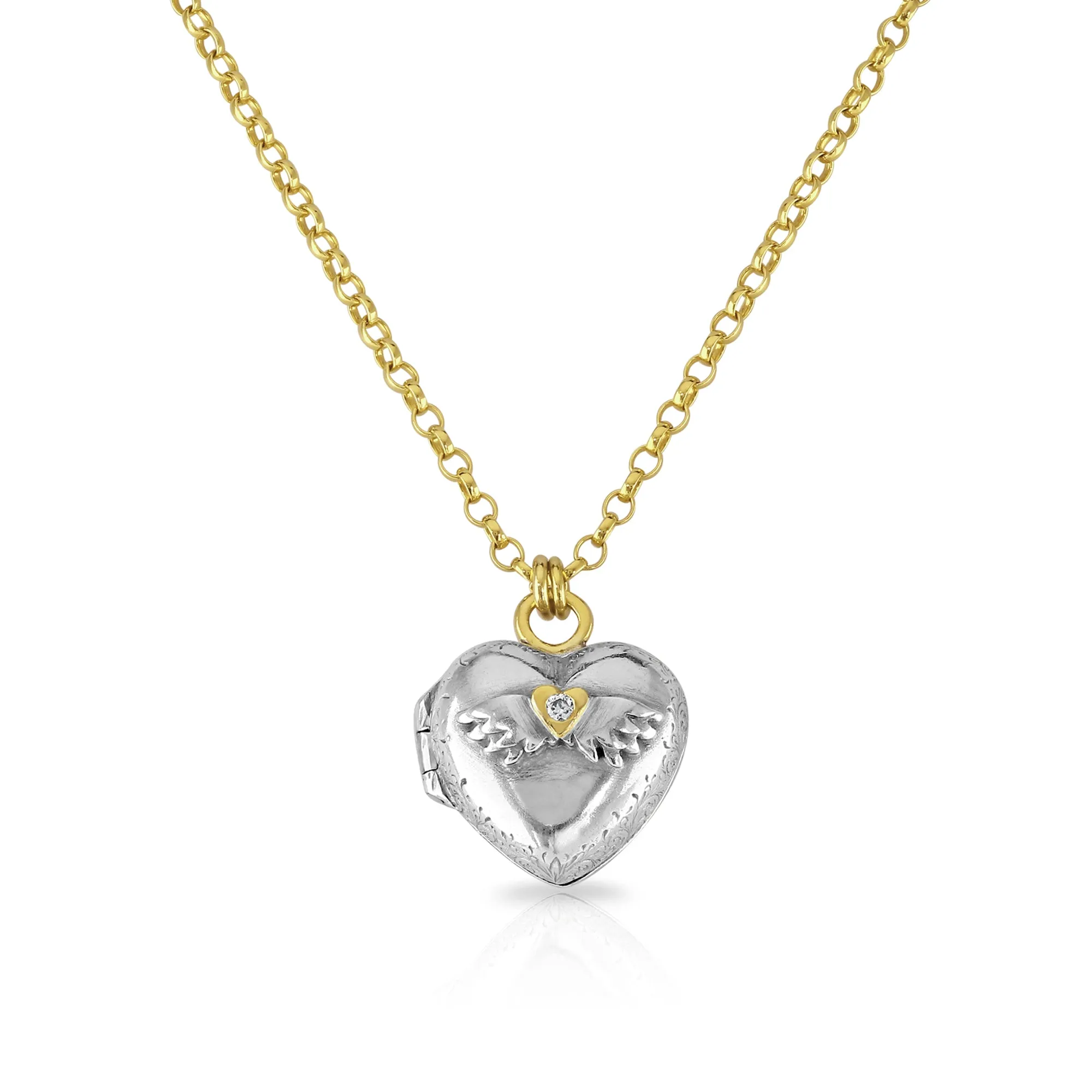 Winged Heart Diamond Love Locket