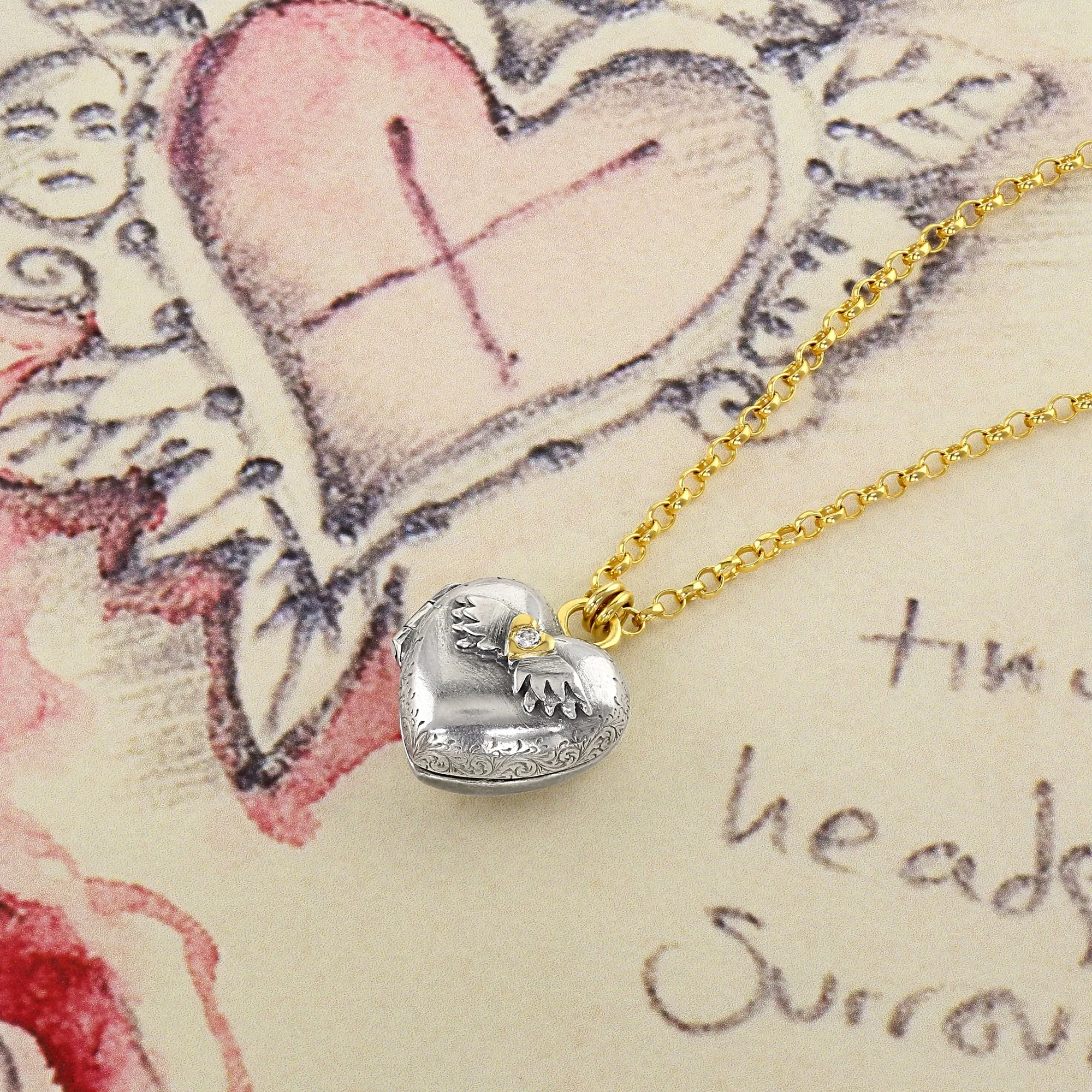 Winged Heart Diamond Love Locket