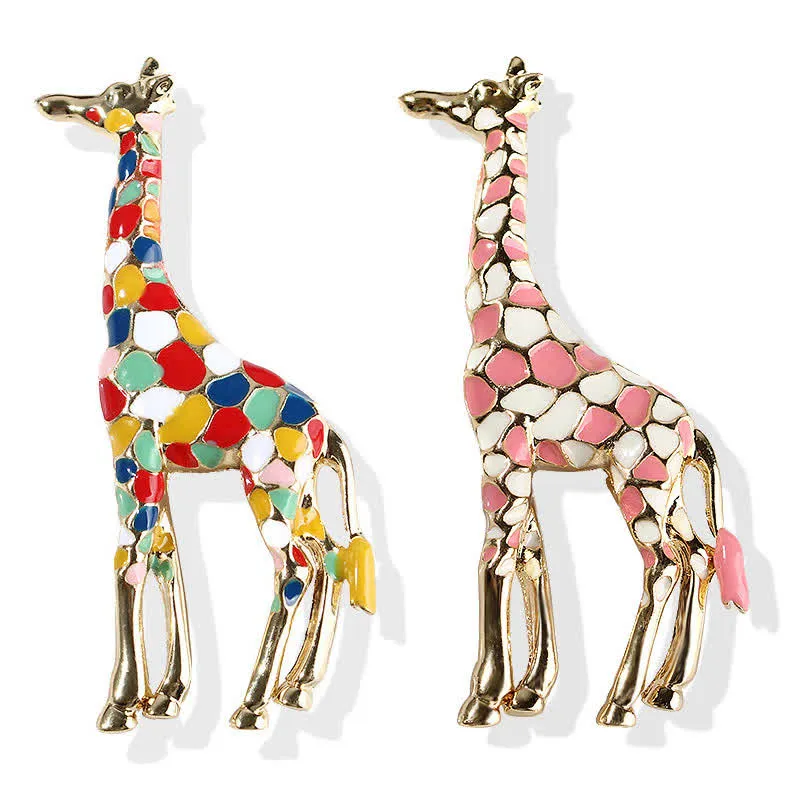 Women's Cartoon Glossy Enamel Giraffe Brooch