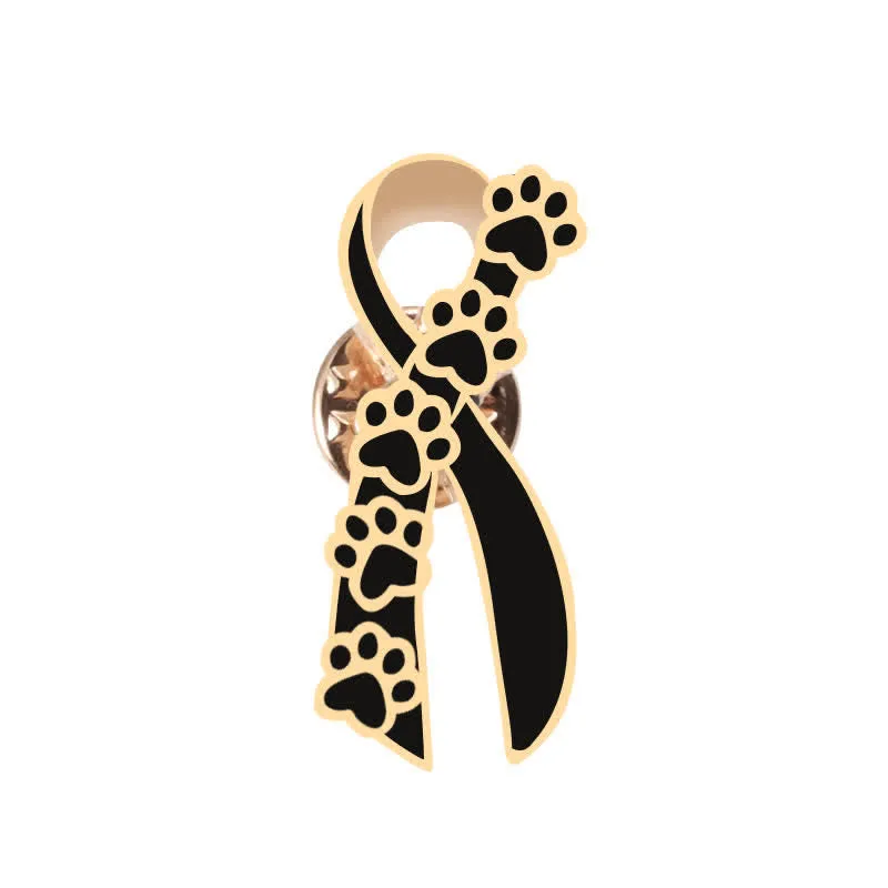 Women's Puppy Pawprint Ribbon Brooch