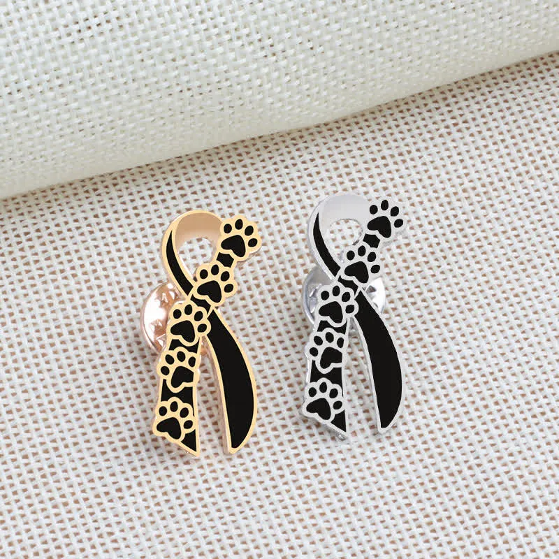 Women's Puppy Pawprint Ribbon Brooch