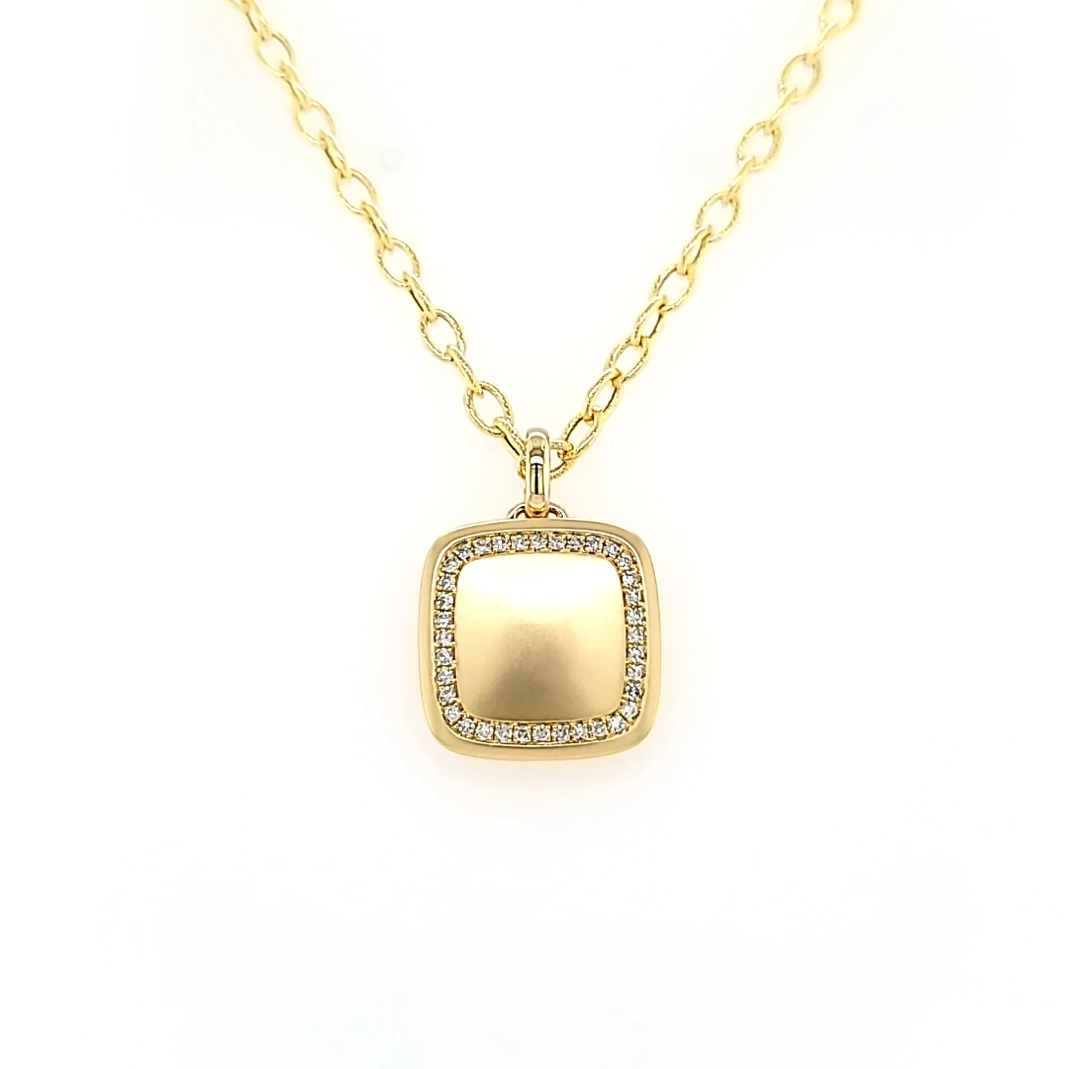 Yellow Gold Satin Finish Locket Necklace (I7815)