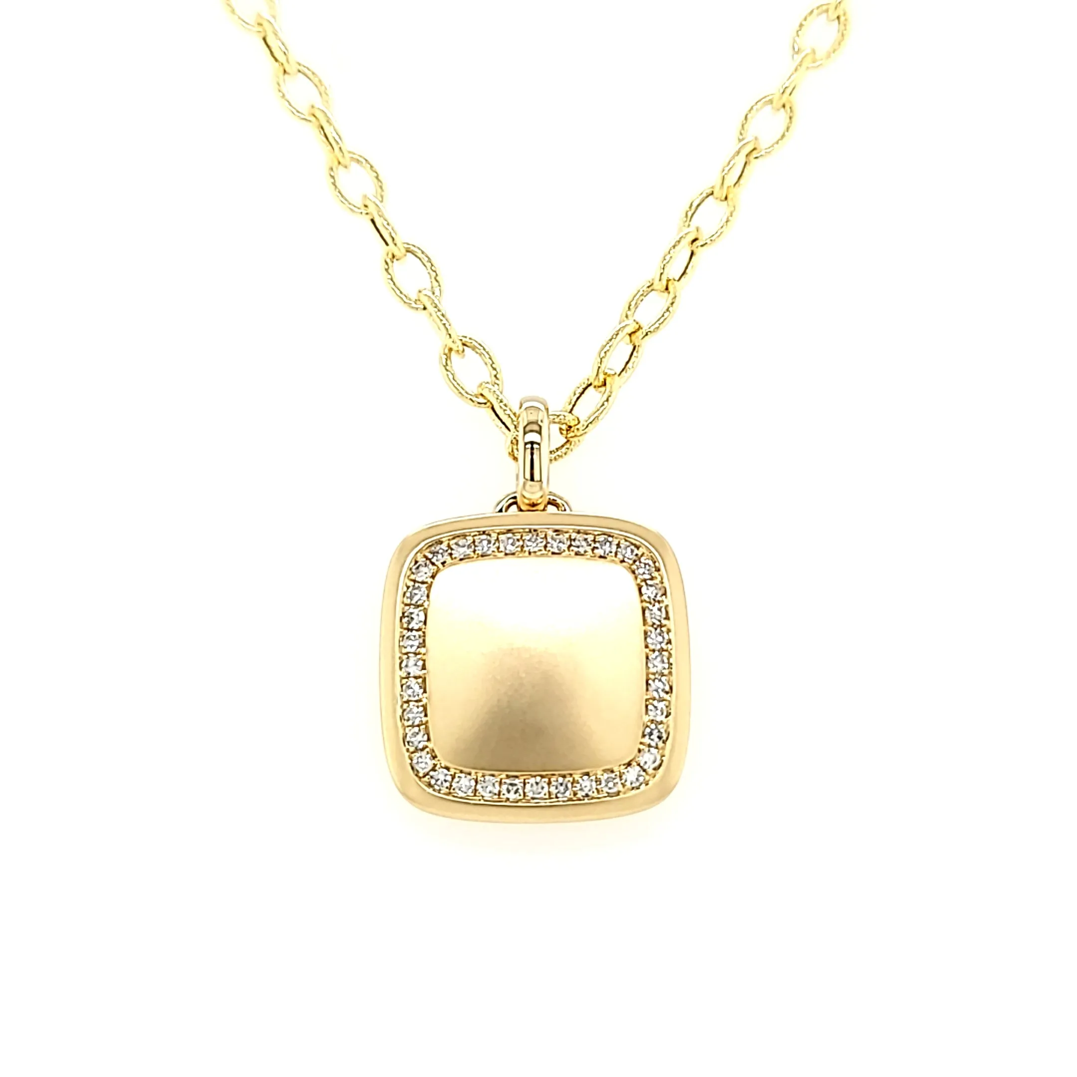 Yellow Gold Satin Finish Locket Necklace (I7815)