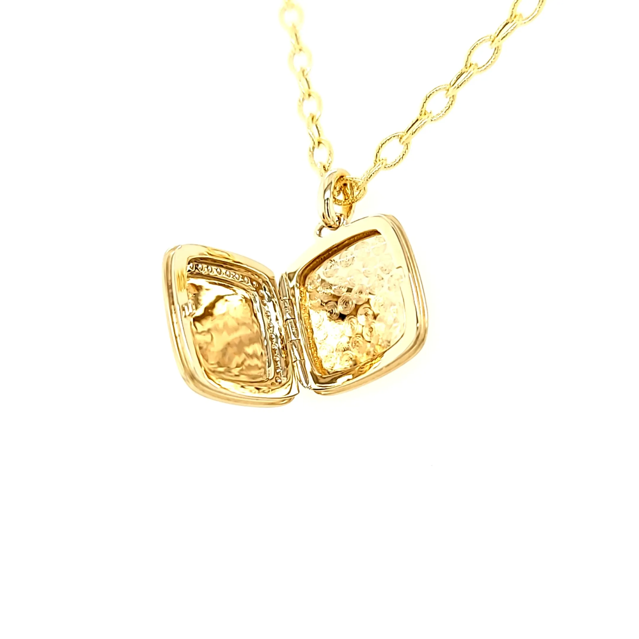 Yellow Gold Satin Finish Locket Necklace (I7815)